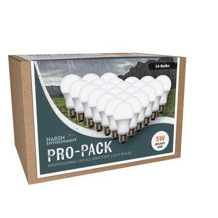 Miracle Led LED Harsh Environment Pro-Pack 5W Replaces 60W, Shatter Resistant All Weather Lightbulb, 24PK 801680